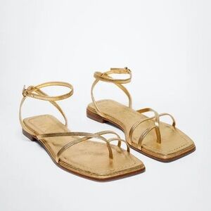Mango gold sandals